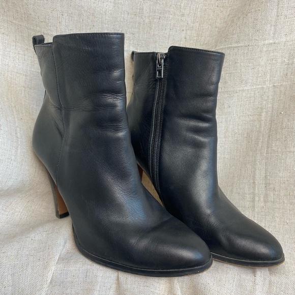 Coach Black Jemma High Heel Soft Leather Pointed Toe Booties Size 8.5B - Picture 1 of 10
